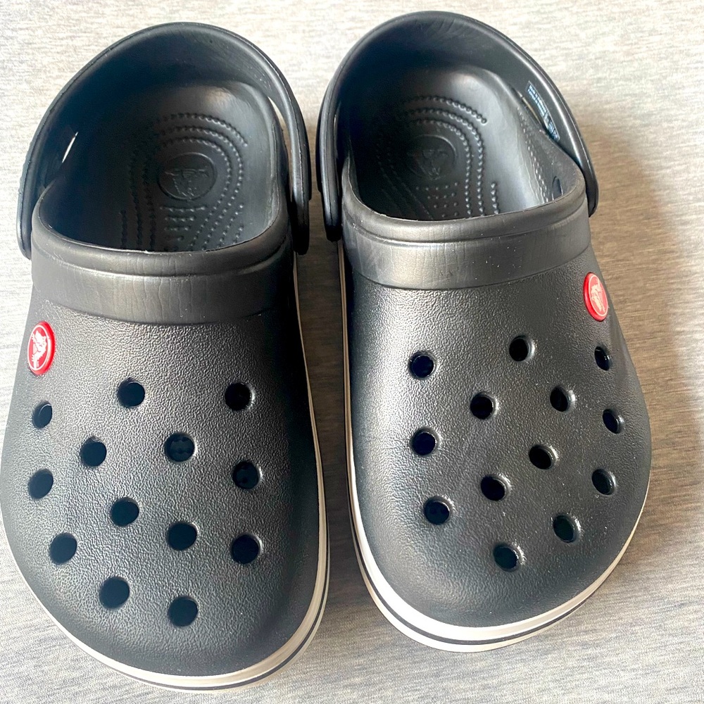 Crocs 3 Kids Black Crocband Chevron Beaded Clog Water Shoes Sandals